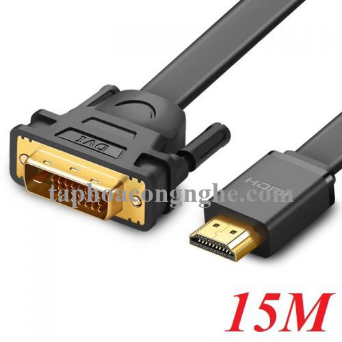 Ugreen 30142 15M màu Đen Cáp chuyển đổi HDMI sang DVI 24 + 1 thuần đồng cáp dẹt HD106 30030142
